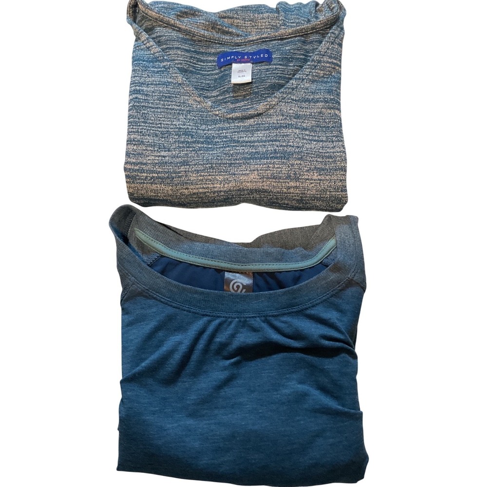 2 Shirts Champion Long Sleeve Top Blue Heathered Athletic Performance XL